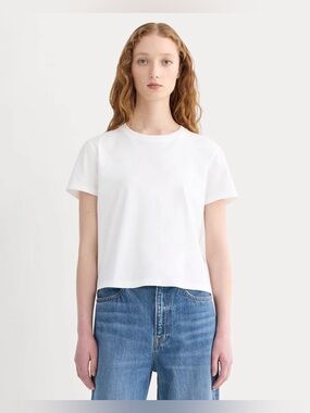 New Everlane The Box Cut Tee Shirt White Size XS